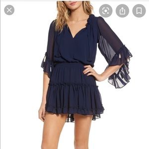 MISA navy blue ruffle dress